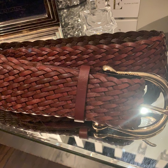 MICHAEL KORS LEATHER WOVEN WIDE BELT - Picture 1 of 2